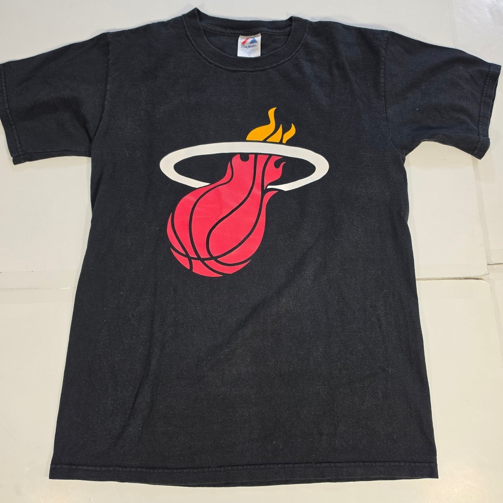 Majestic Miami Heat Shaq O'Neal 32 T-Shirt Black Mens Medium NBA Basketball Vtg
